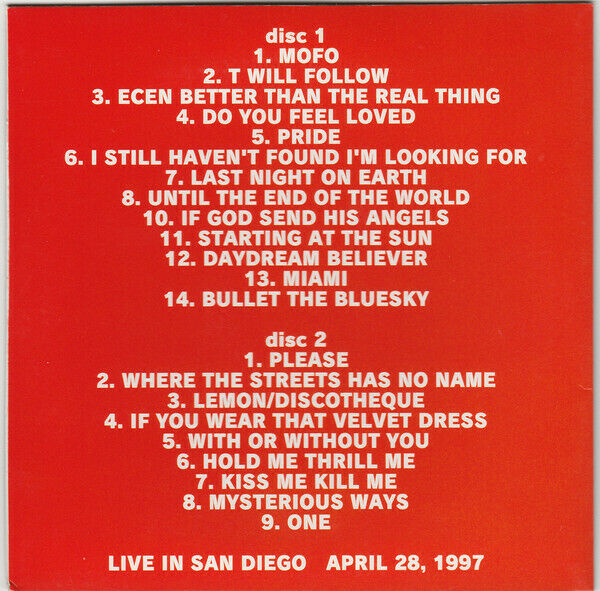 U2 San Diego 1997 2CD Amsterdam