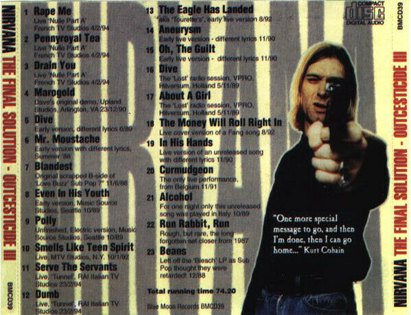 Nirvana The Final Solution Outcesticide III CD 1 Disc 23 Tracks Music Rock F/S