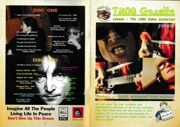 John Lennon The 1980 Video Collection TMOQ Gazette DVD 2 Discs Rock Music F/S