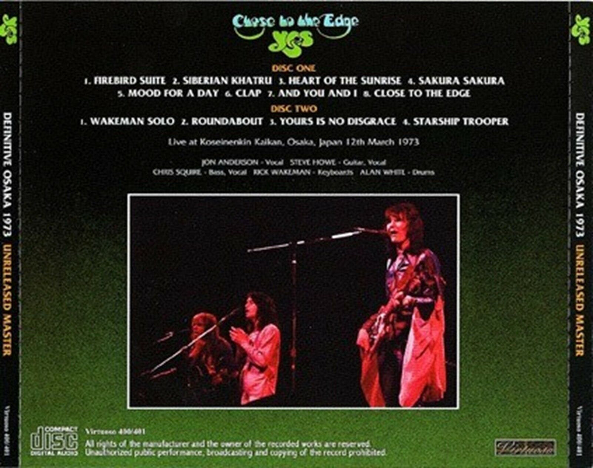 ミュージシャン sold out Yes / Definitive Osaka 12th March 1973 Unreleased Master 2CD