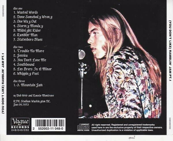 The Allman Brothers Band You Don't Like Ramblin' Jam Part-1 3CD