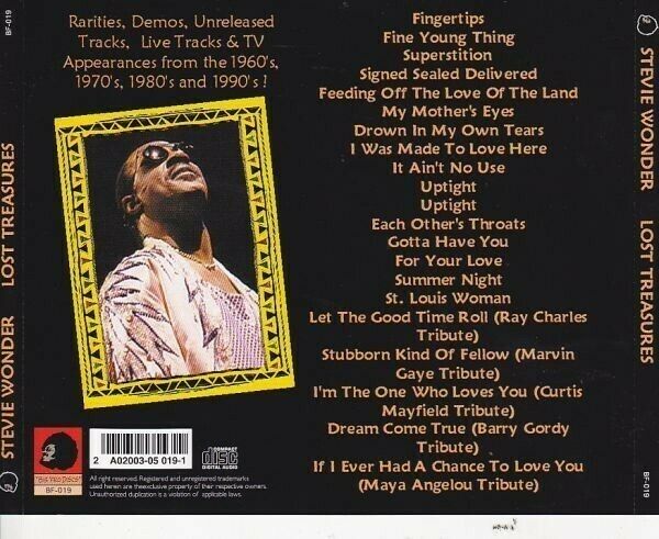 Stevie Wonder Lost Treasures 1960's-1990's 1CD 21 Tracks