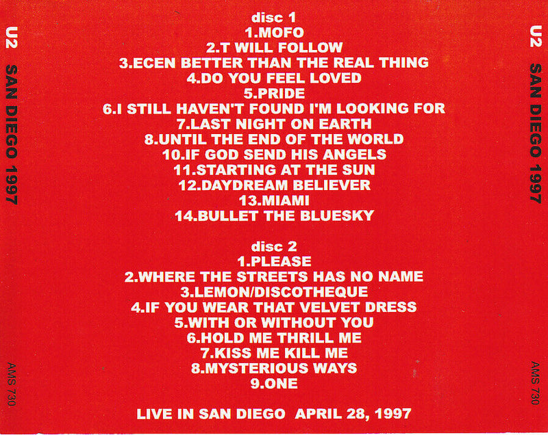 U2 San Diego 1997 2CD Amsterdam