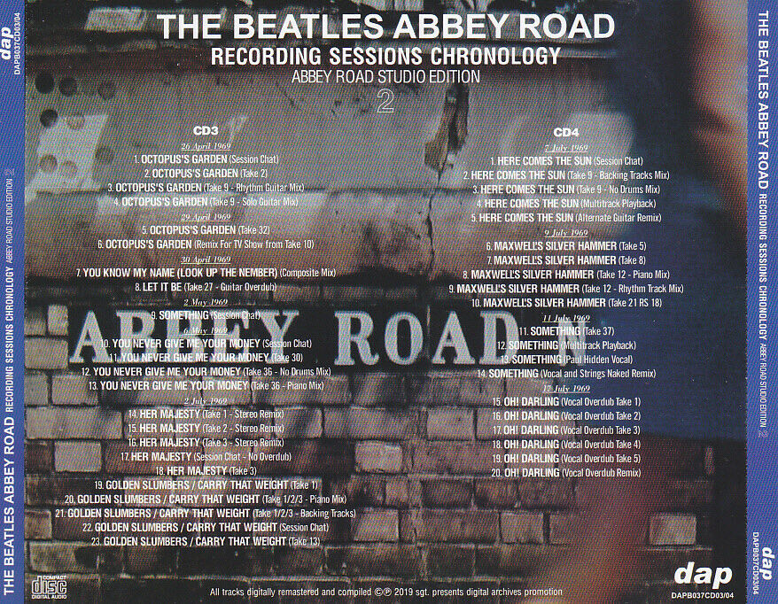 The Beatles Abbey Road Recording Sessions Chronology CD 6 Discs