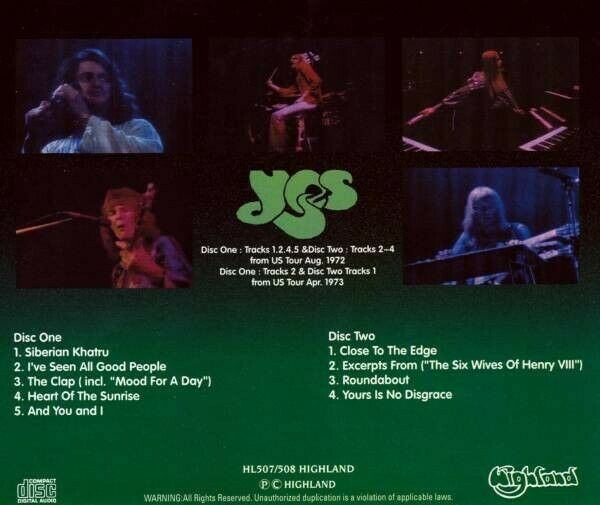 YES / The Wizard Of Yes 1972 US Tour 2CD