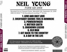 Load image into Gallery viewer, Neil Young FARM AID 2008 Comcast Center Mansfield MA CD 1 Discs Case
