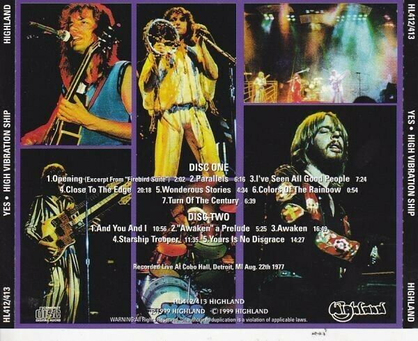 Yes / High Vibration Ship 1977 Detroit Cobo 2CD