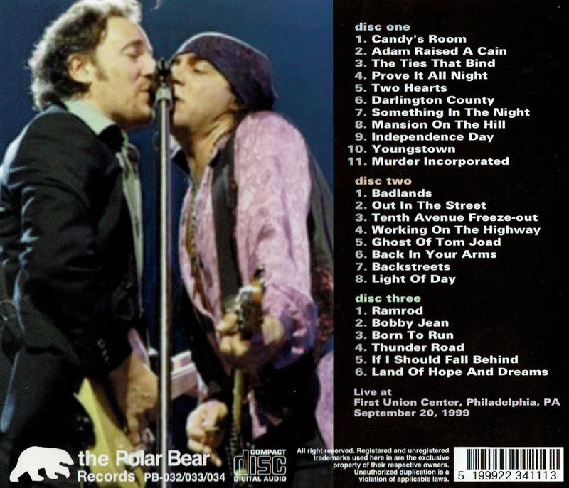 Bruce Springsteen & The E Street Band Philadelphia 1999 CD 3 Discs 25 Tracks F/S