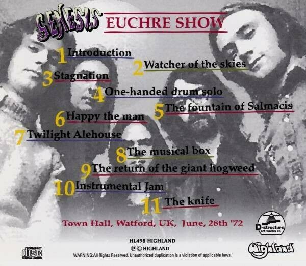 Genesis Peter Gabriel Euchre Show Live At Town Hallwatforduk 1CD