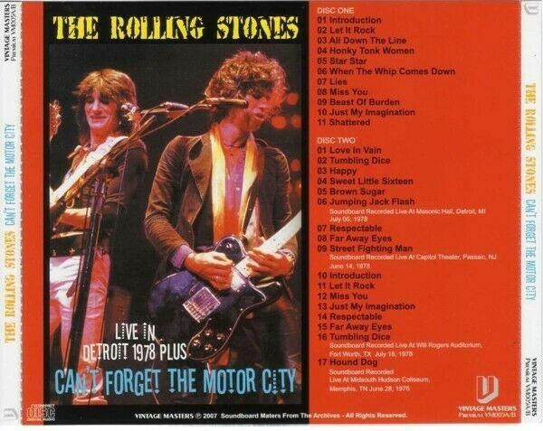 The Rolling Stones Can't Forget The Motor City Detroit 1978 2CD Soundboard