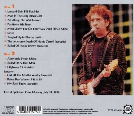Bob Dylan Spektrum Oslo Norway 1996 July 18 CD 2 Discs 15 tracks Rock Music F/S