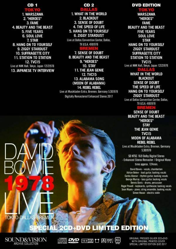 David Bowie 1978 Live Can You Hear Me Sound & Vision Archive 4CD