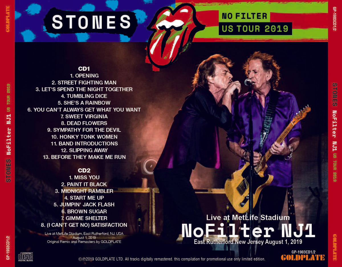 The Rolling Stones No Filter Us Tour 2019 NJ 1&2 set [2CD+2CD] New Jersey August