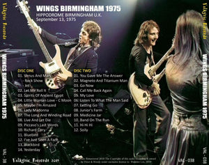Paul McCartney Wings Birmingham September 13 1975 CD 2 Discs 26 Tracks Music F/S