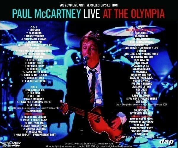 Paul McCartney Live At The Olympia 2007 2CD 1DVD Set 32 Tracks