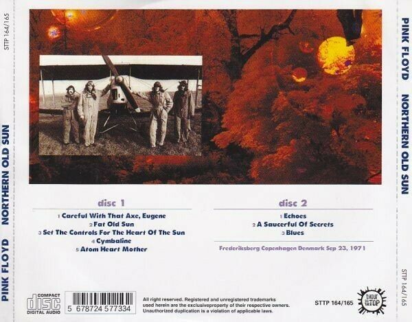 Pink Floyd Northern Old Sun 1971 Copenhagen Denmark CD 2 Discs 8 Tracks Music