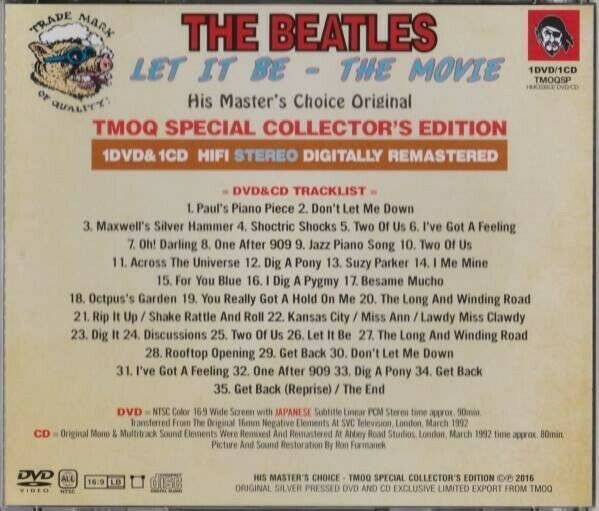 The Beatles Let It Be The Movie TMOQ Special His Master's Choice 1CD 1DVD