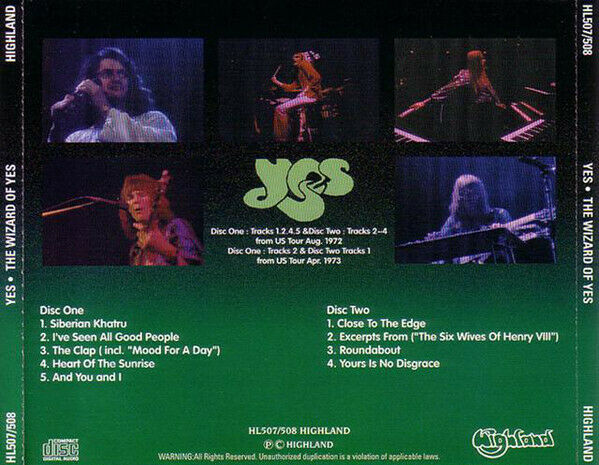 YES / The Wizard Of Yes 1972 US Tour 2CD