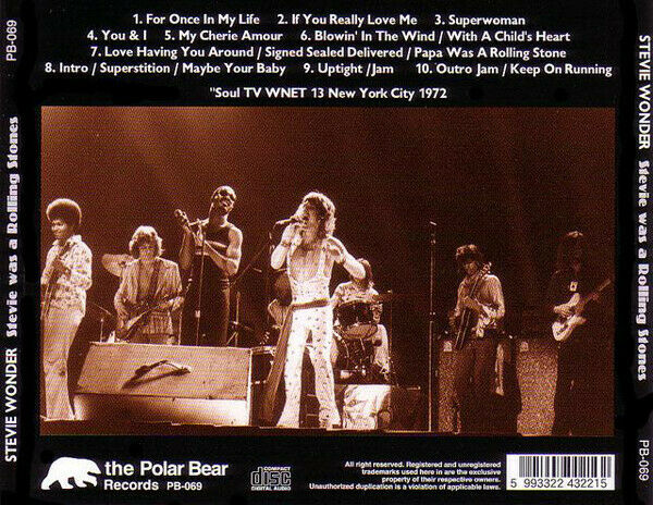 Stevie Was A Rolling Stones 1972 New York City CD 1 Disc 10 Tracks R&B