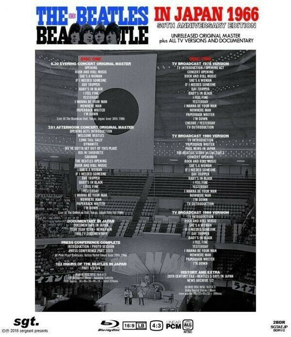 The Beatles In Japan 50th Anniversary Edition Blu-ray 2 Discs BDR SGT.