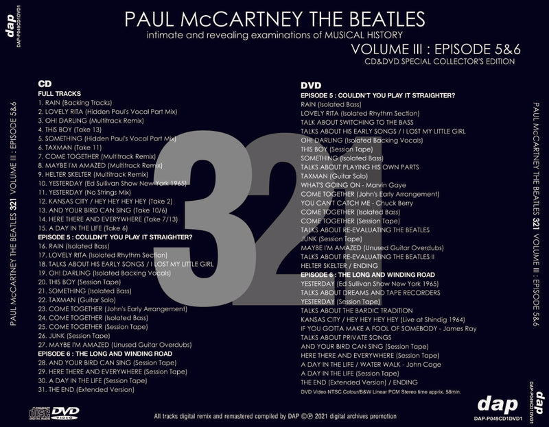 PAUL McCARTNEY-THE BEATLES/321VOL.III-EPISODE5&6 (1CD+1DVD)