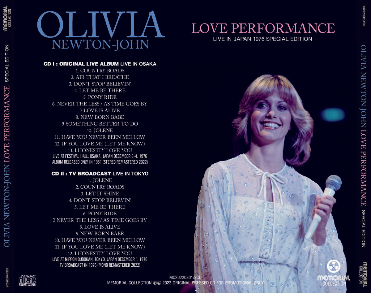 OLIVIA NEWTON-JOHN Love Performance Greatest Video Collection 2CD