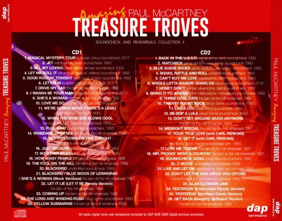 PAUL McCARTNEY / TREASURE TROVES ～SOUNDCHECK AND REHEARSALS COLLECTION～ vol1-vol3 [6CD]