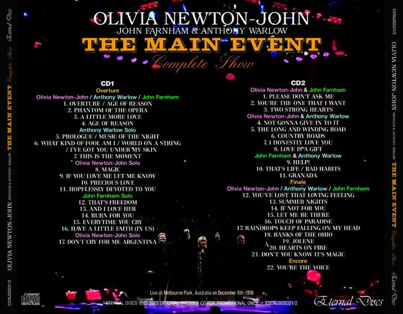 OLIVIA NEWTON-JOHN / THE MAIN EVENT COMPLETE SHOW (2CD)